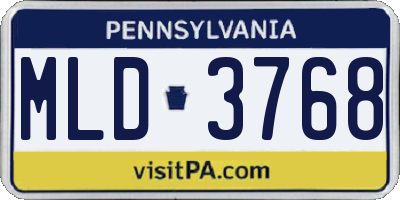 PA license plate MLD3768