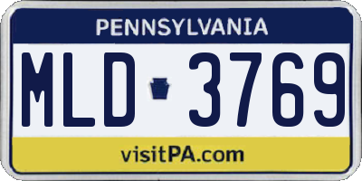 PA license plate MLD3769