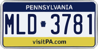PA license plate MLD3781