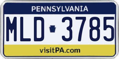 PA license plate MLD3785