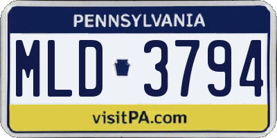 PA license plate MLD3794
