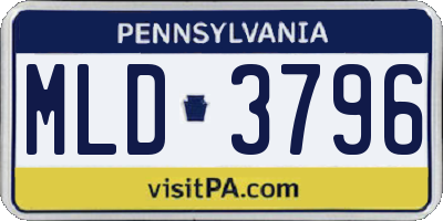 PA license plate MLD3796