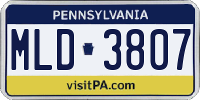 PA license plate MLD3807