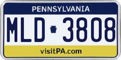 PA license plate MLD3808