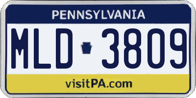 PA license plate MLD3809