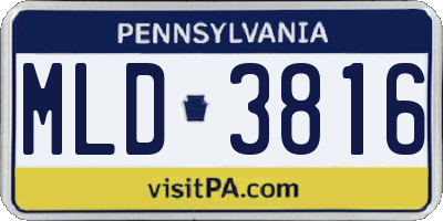 PA license plate MLD3816