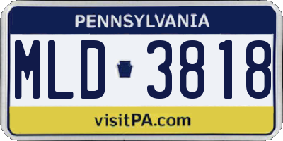 PA license plate MLD3818