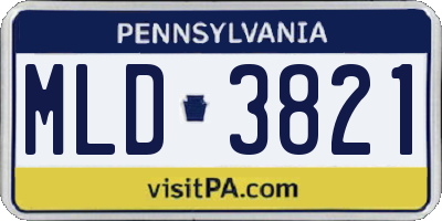 PA license plate MLD3821