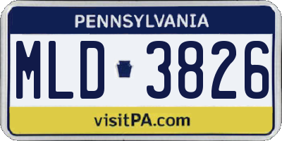 PA license plate MLD3826