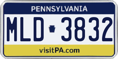 PA license plate MLD3832