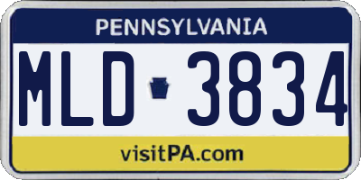 PA license plate MLD3834