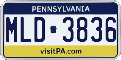PA license plate MLD3836