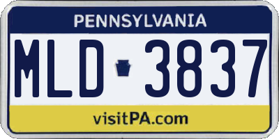PA license plate MLD3837