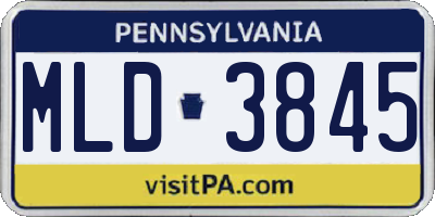 PA license plate MLD3845