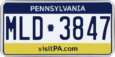 PA license plate MLD3847