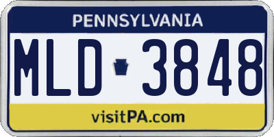 PA license plate MLD3848