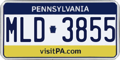 PA license plate MLD3855