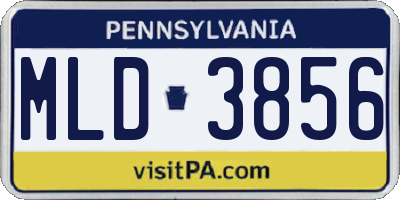 PA license plate MLD3856