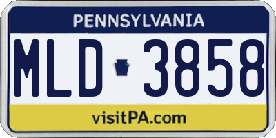 PA license plate MLD3858