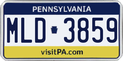 PA license plate MLD3859