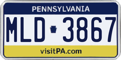 PA license plate MLD3867