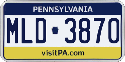 PA license plate MLD3870