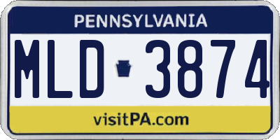 PA license plate MLD3874