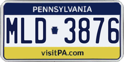 PA license plate MLD3876