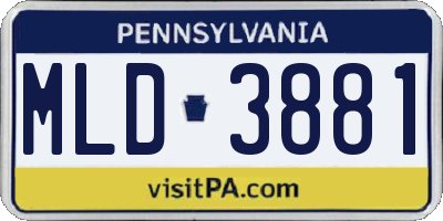 PA license plate MLD3881