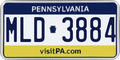 PA license plate MLD3884