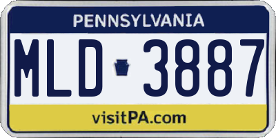 PA license plate MLD3887