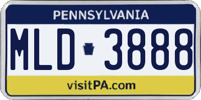 PA license plate MLD3888