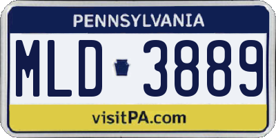 PA license plate MLD3889