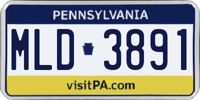 PA license plate MLD3891
