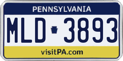 PA license plate MLD3893