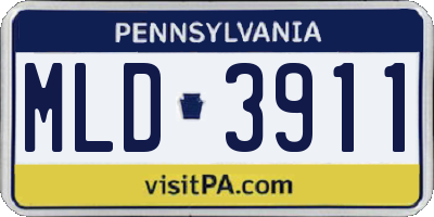 PA license plate MLD3911