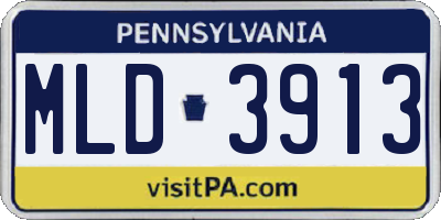 PA license plate MLD3913