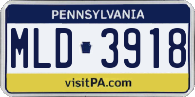 PA license plate MLD3918
