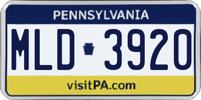 PA license plate MLD3920