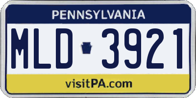 PA license plate MLD3921