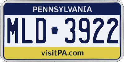 PA license plate MLD3922