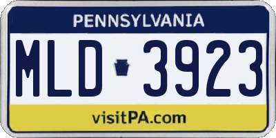 PA license plate MLD3923
