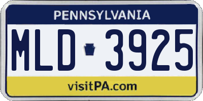 PA license plate MLD3925