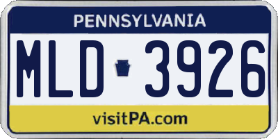 PA license plate MLD3926