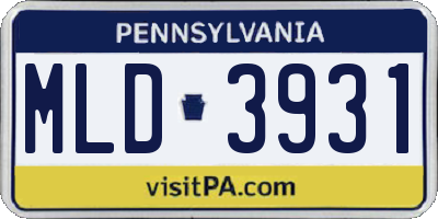 PA license plate MLD3931