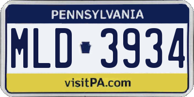 PA license plate MLD3934
