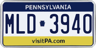 PA license plate MLD3940