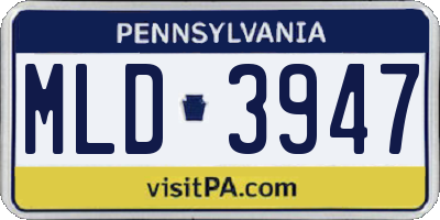 PA license plate MLD3947