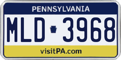 PA license plate MLD3968