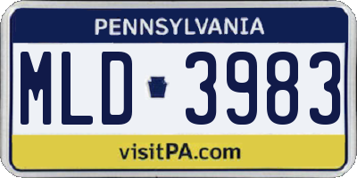 PA license plate MLD3983